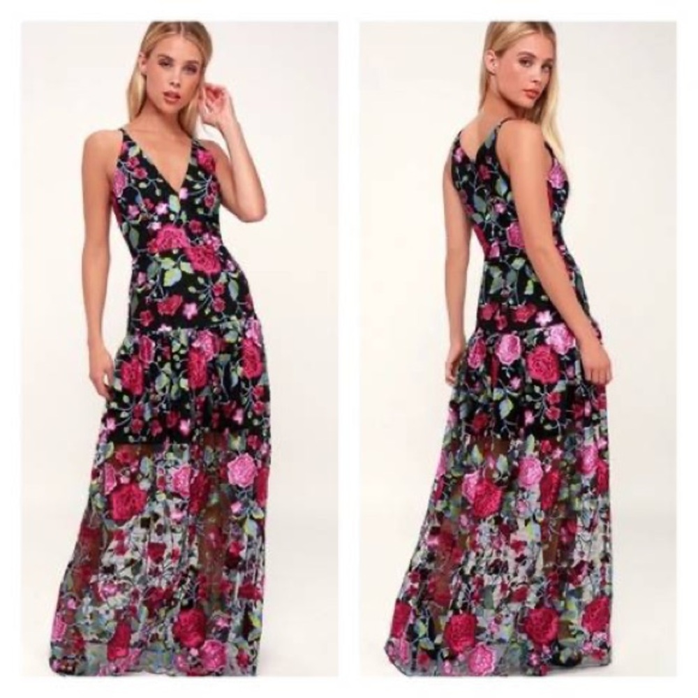 Leticia Maxi dress/floral embroidered XL Dress the Population